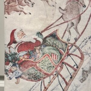 Pottery Barn Nostalgia Santa Christmas Holiday Tablecloth 70" X 108"